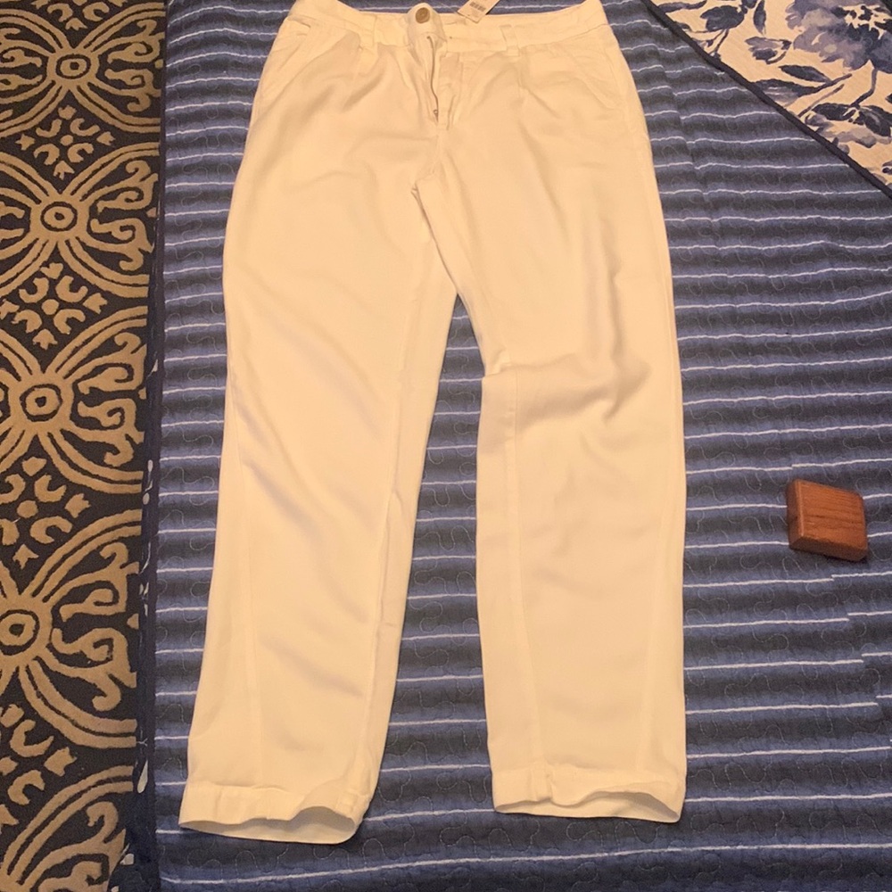 Anthropologie White Pleated Pants. 1-C